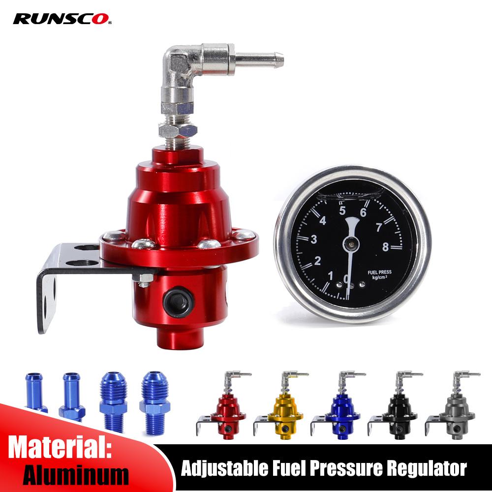Adjustable Fuel Pressure Regulator Car Accessories Vehicle Refitting Fuel Supercharger Universal with Gauge Kit Blue/Red/Black