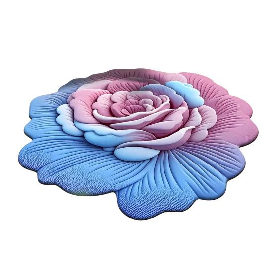 Floor Mat 3D Floral Design Non-Slip Dot-Embossed Backing Quick-Drying Plush Carpet Soft Comfort Bath Rug Home Decor