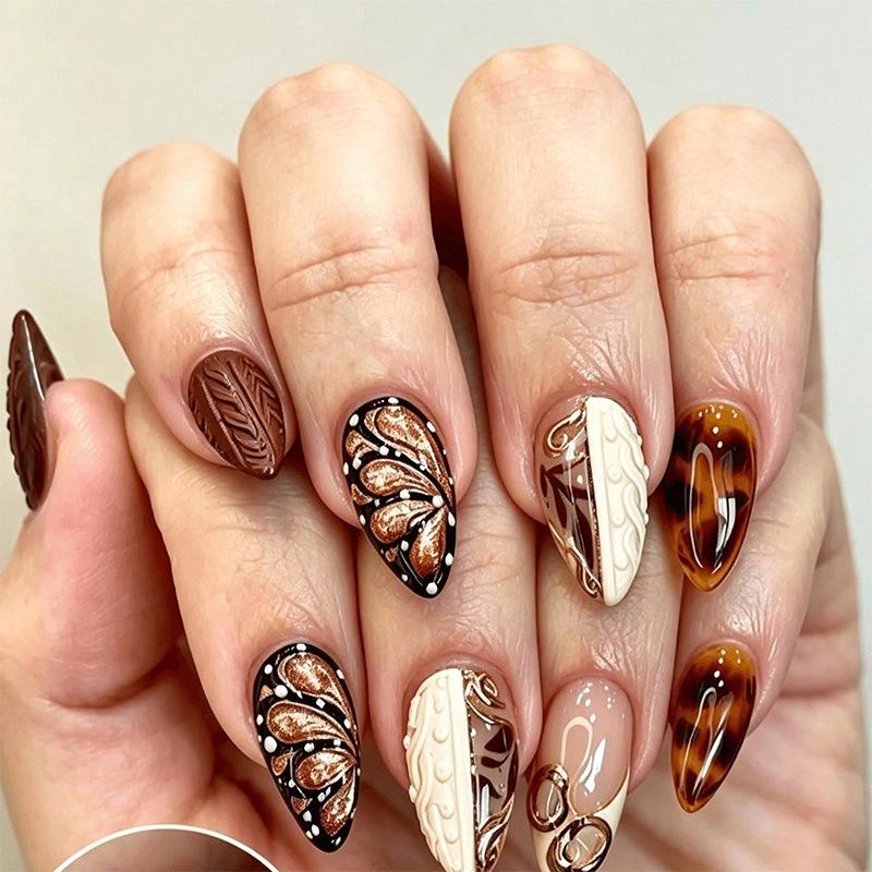 Summer European American 3D Strawberry Cherry Almond Nail Art Gel Tips