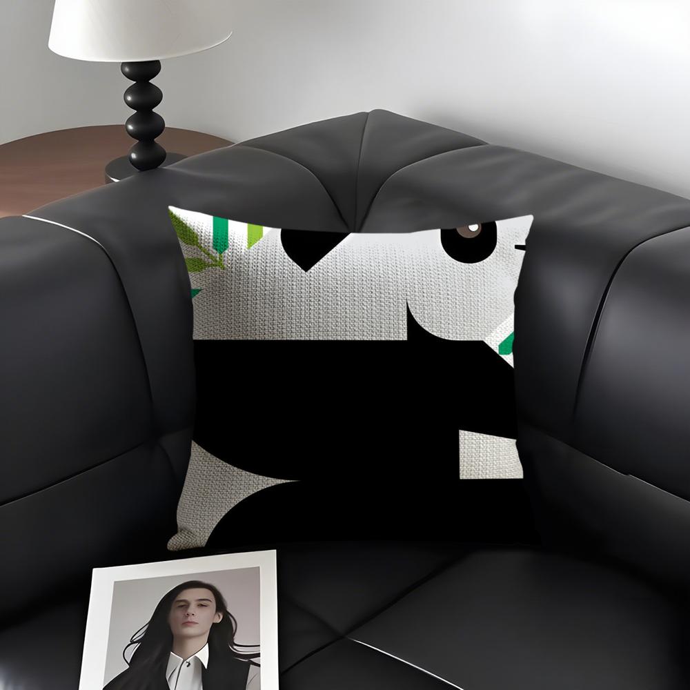 Simple Animal Anime Art Cushion Cover Natural Linen Organic Fabric DoubleSided Printing Sofa Home Decor Gift Pillow Case
