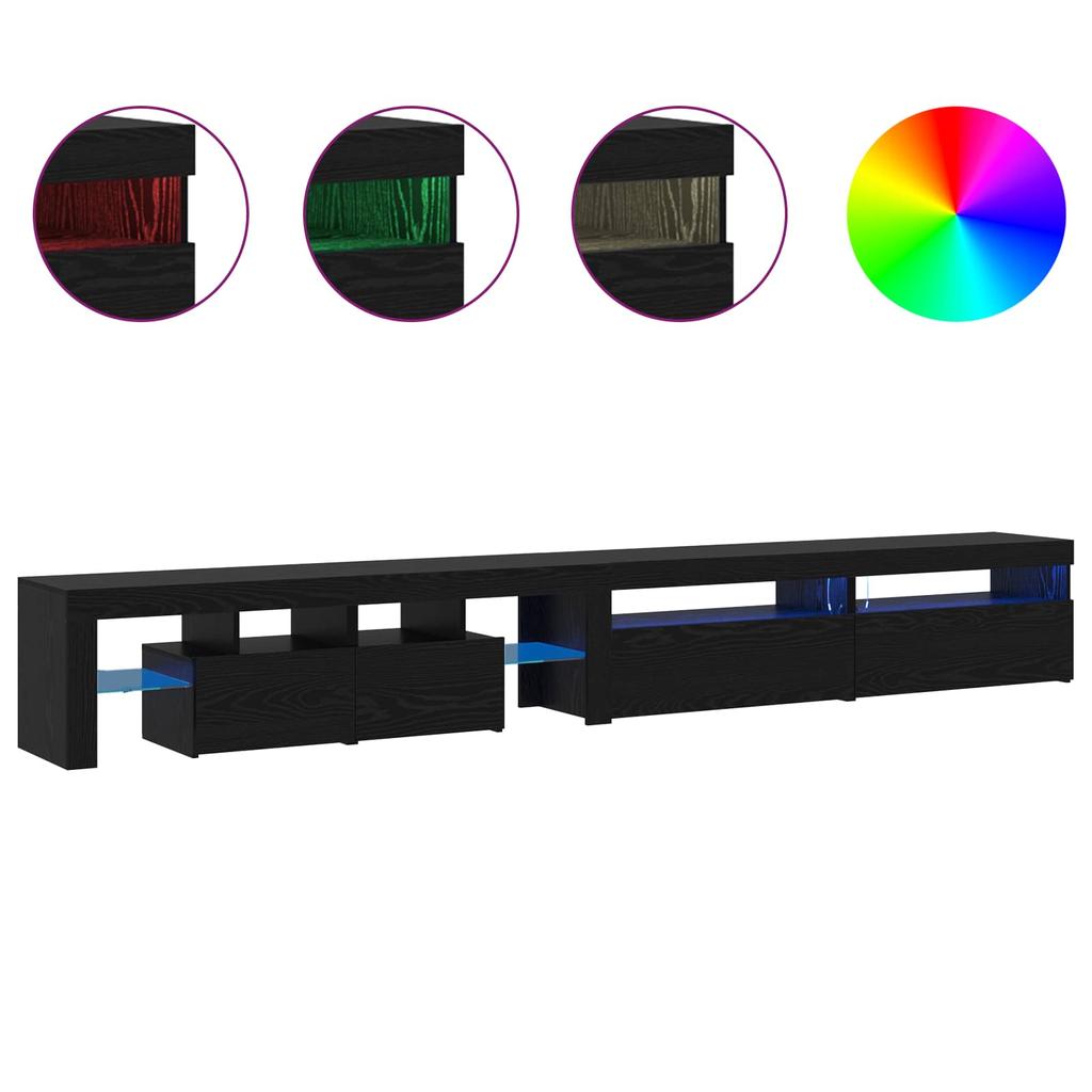 TV Cabinet Set 3 Pcs Black Oak Effect 290 X 36.5 X 40 Cm
