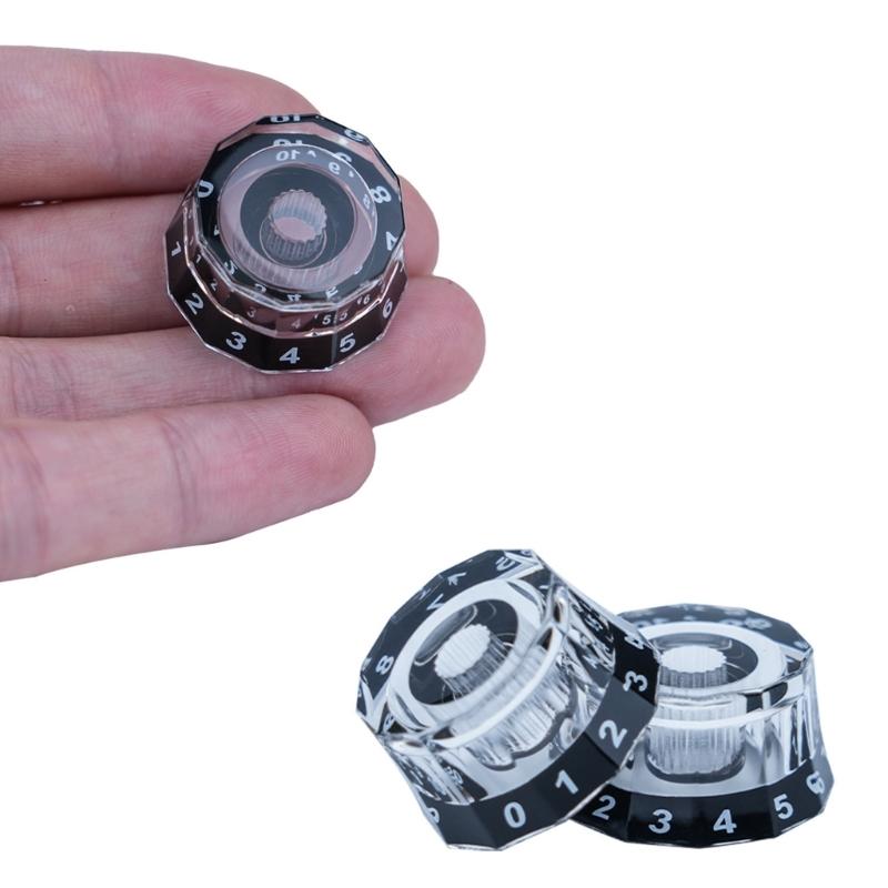 4Pcs Guitar Contral Knobs, Clear Knobs Electric Guitar Bass Top Hat Knobs Speed Volumes Tone Control Knobs Replacement