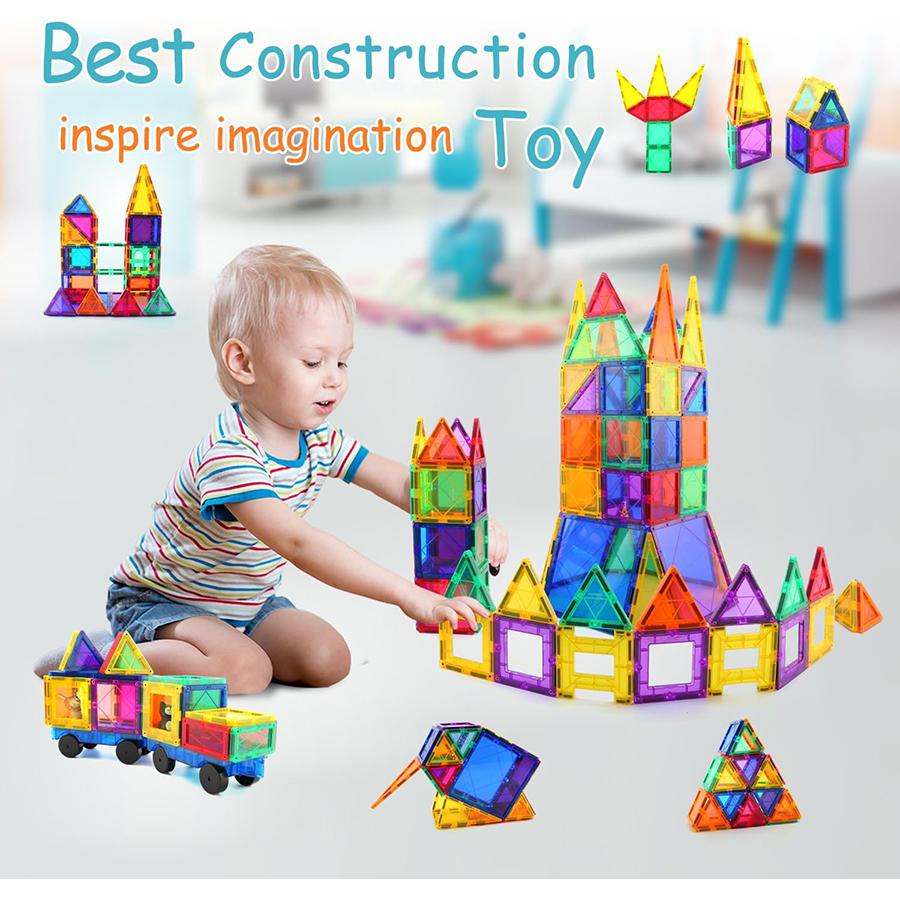 60pcs Magnetic Tiles Set 3D Magnetic Building Blocks Educational Construction set Toys for Kids STEM Preschool Montessori Toys