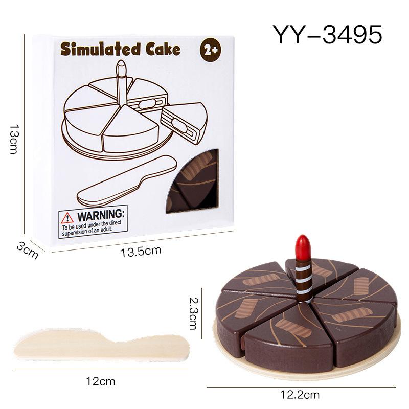 

Kids Wooden Cake Cutting Toy, Pretend Play Dessert Set, Educational Role Play Kitchen Toy for Toddlers шоколадний