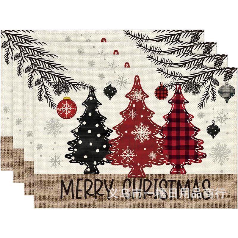 Christmas Snowman & Snowflake Plaid Insulated Placemat - Festive Table Decoration