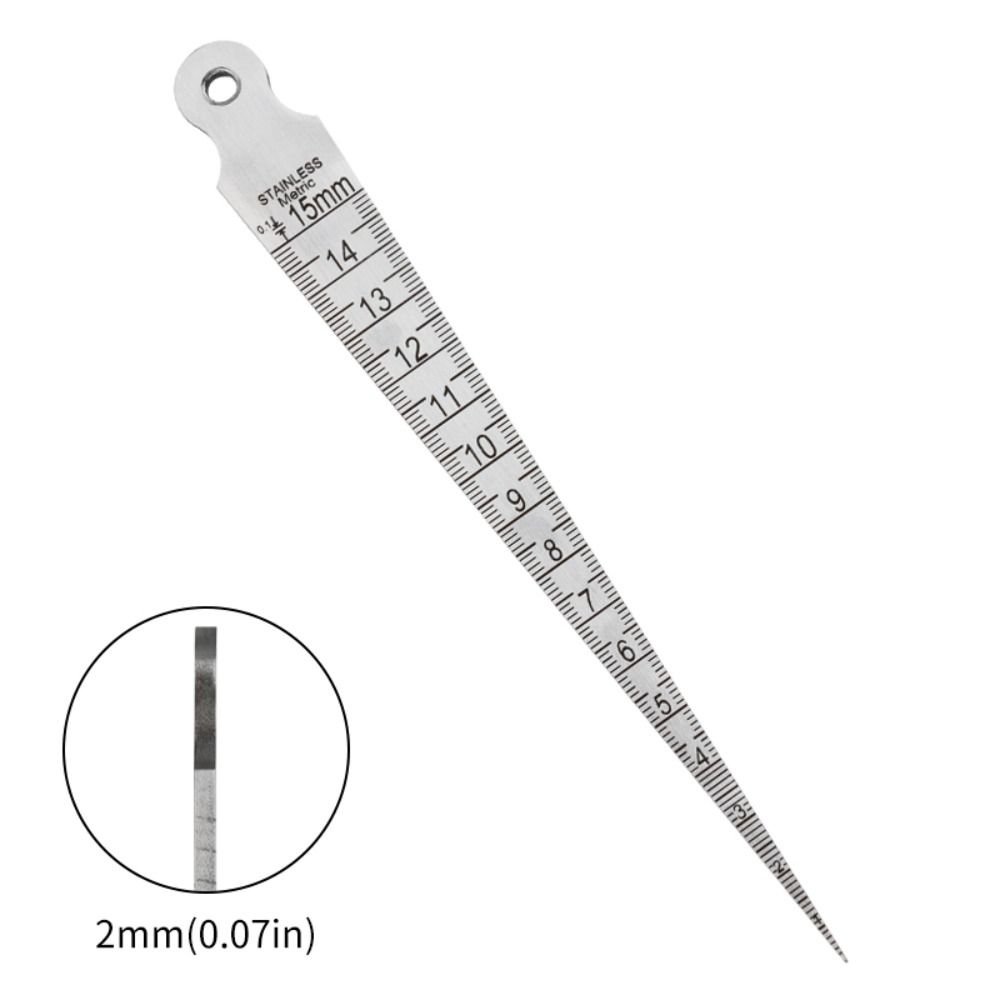 Stainless Steel Wedge Feeler Ruler 0-15mm Welding Taper Ruler Hole Inspection Tool Gap Gauge