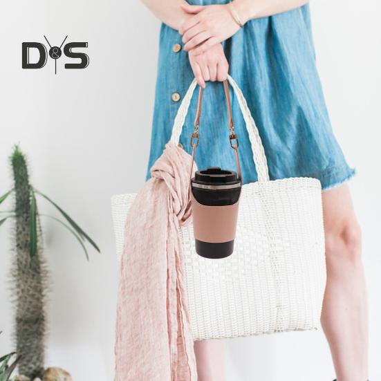 Faux Leather Cup Cover Lanyard Portable Drink Holder Hot Cold Insulation Cup Cover Holder Traveling Cup Holder Beverage Tote Cruise Essentials