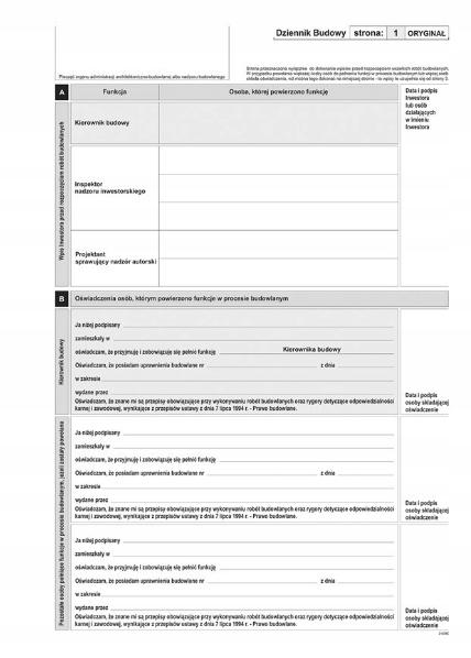 DZIENNIK BUDOWY 10KPL A4(O+K)