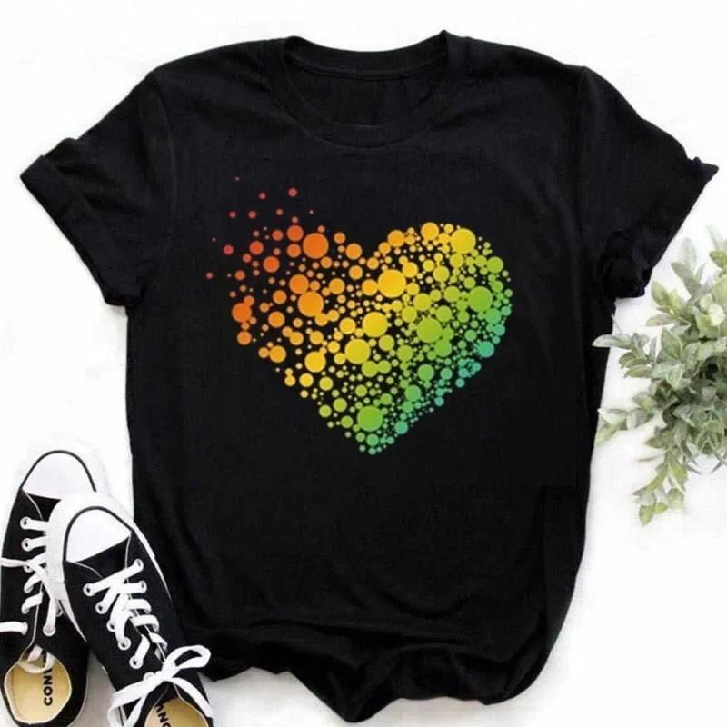 Maycaur New Finger Heart T Shirt Women Tops Korean Ulzzang Graphic Tees Women Fashion Women's T Shirts 90s Girls Black Shirt