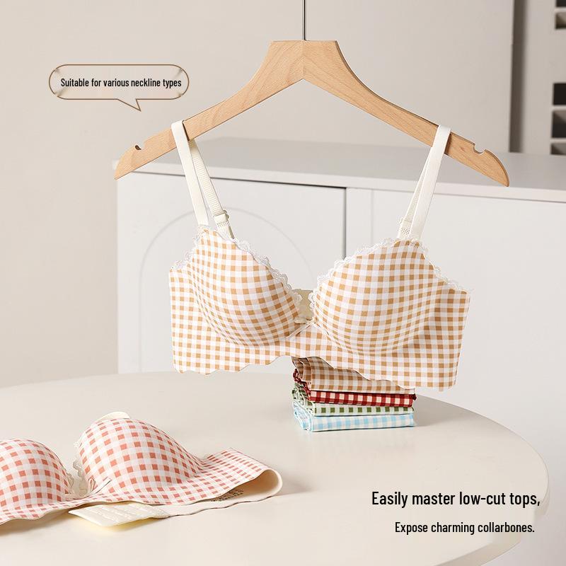3D Push-Up karierte Unterwäsche: Vergrößert kleine Brüste, Dicke Cups für einen vollen, angehobenen und bequemen Look.