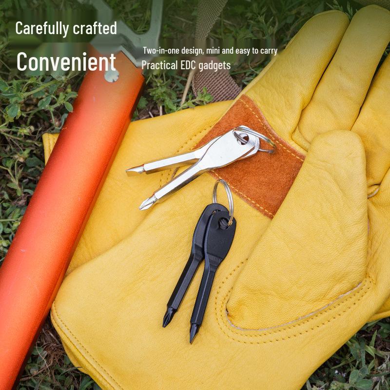 Portable Flathead & Phillips Screwdriver Keyring: Compact EDC Multifunctional Tool for Outdoor Use