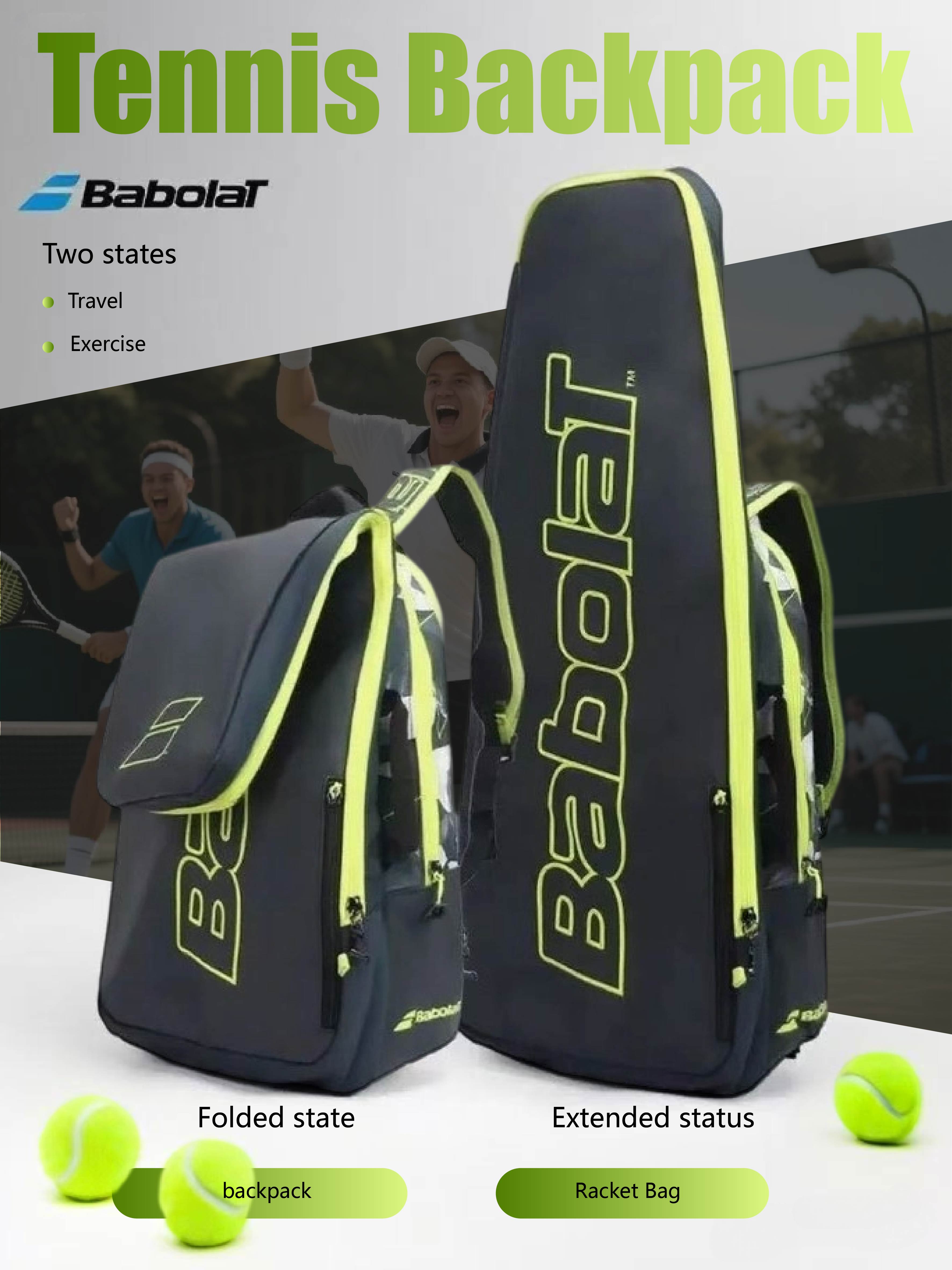 

Тенісний рюкзак Babolat Wimbledon 2-в-1 – Складана сумка для ракетки для подорожей/тренувань (Складений/Розкладений стан) чорний