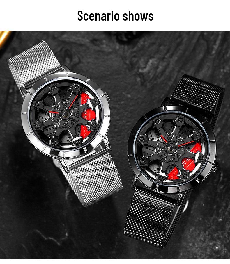 Sanda Men's Creative Rotating Quartz Wristwatch with Mesh Strap