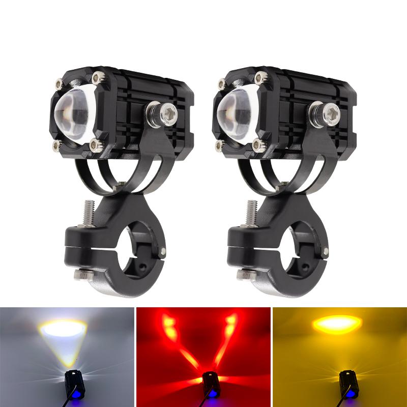Universal Motorcycles Headlight Fog Light Led Auxiliary Driving Lamp Offroad Motor Fog light with Devil eye for ATV Scooter Red demon eye