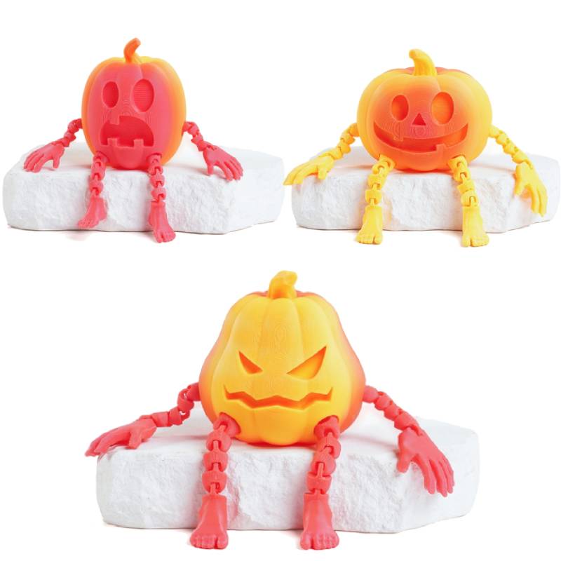 3D Printed Pumpkin Family Halloween Decoration Articulated 3D Printed Fidget Toy Movable Pumpkin Action Figure Desktop Ornaments