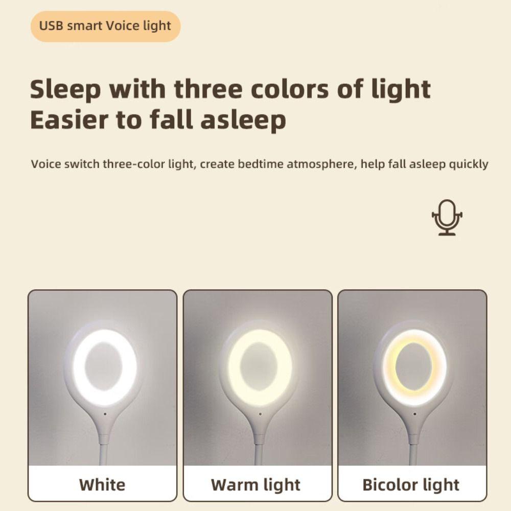 Energy-Saving Sound Sensor  Lamp Direct Plug USB Smart  Voice Light  Table Reading Lamp