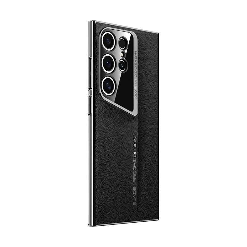 Suitable for Samsung S24ultra Mobile Phone Case Luxury Galaxy 23 Ultra All-inclusive High-end Anti-fall 24U Plain Leather Case