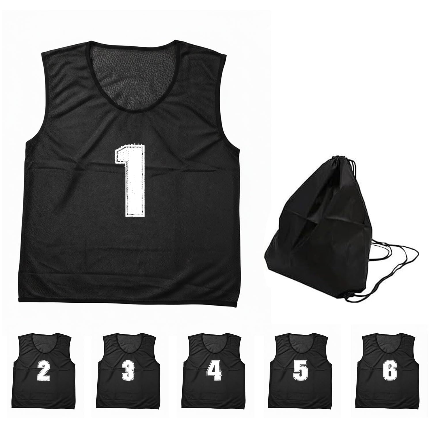 

[Logic] Bibs Set for Children and Adults, 10 Colors Available, Numbered, Mesh, with Storage Bag, 30-Day Warranty, for Soccer, Basketball, Futsal, Scho