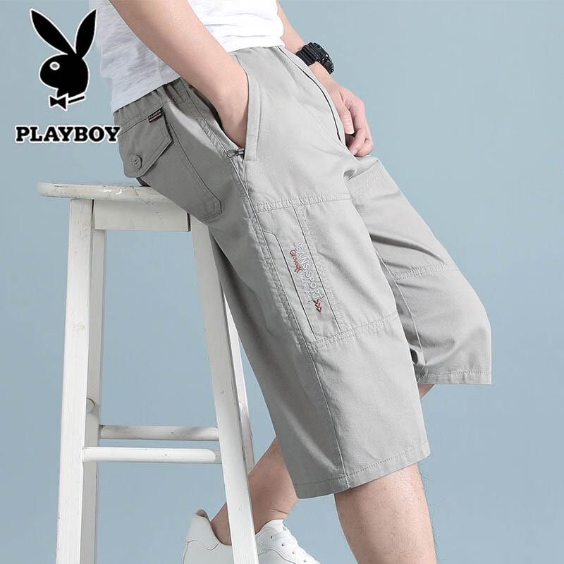 Мужские летние хлопковые шорты-карго PLAYBOY XL светло-серый