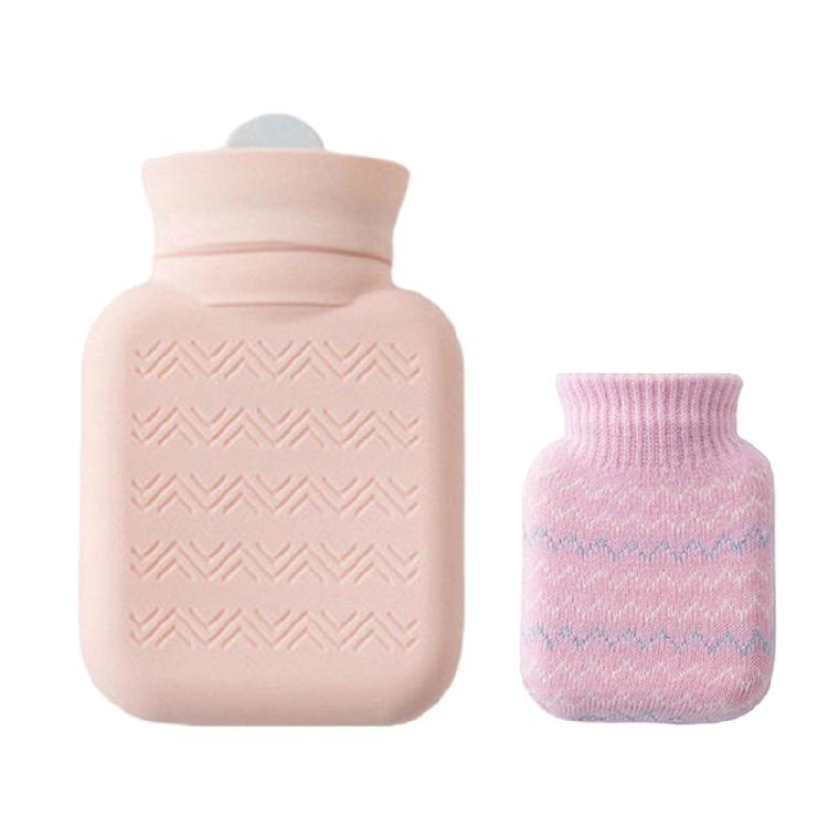 Маленькая силиконовая грелка 300 мл с мягким чехлом, грелка для воды для дома, офиса или путешествий