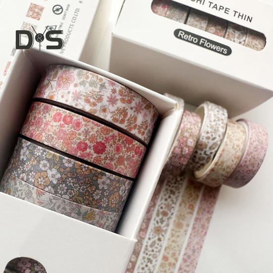 8 Rolls Retro Washi Tape Set Vintage Decorative Masking Tape for Scrapbooking Journaling Supplies DIY Crafts Gift Wrapping