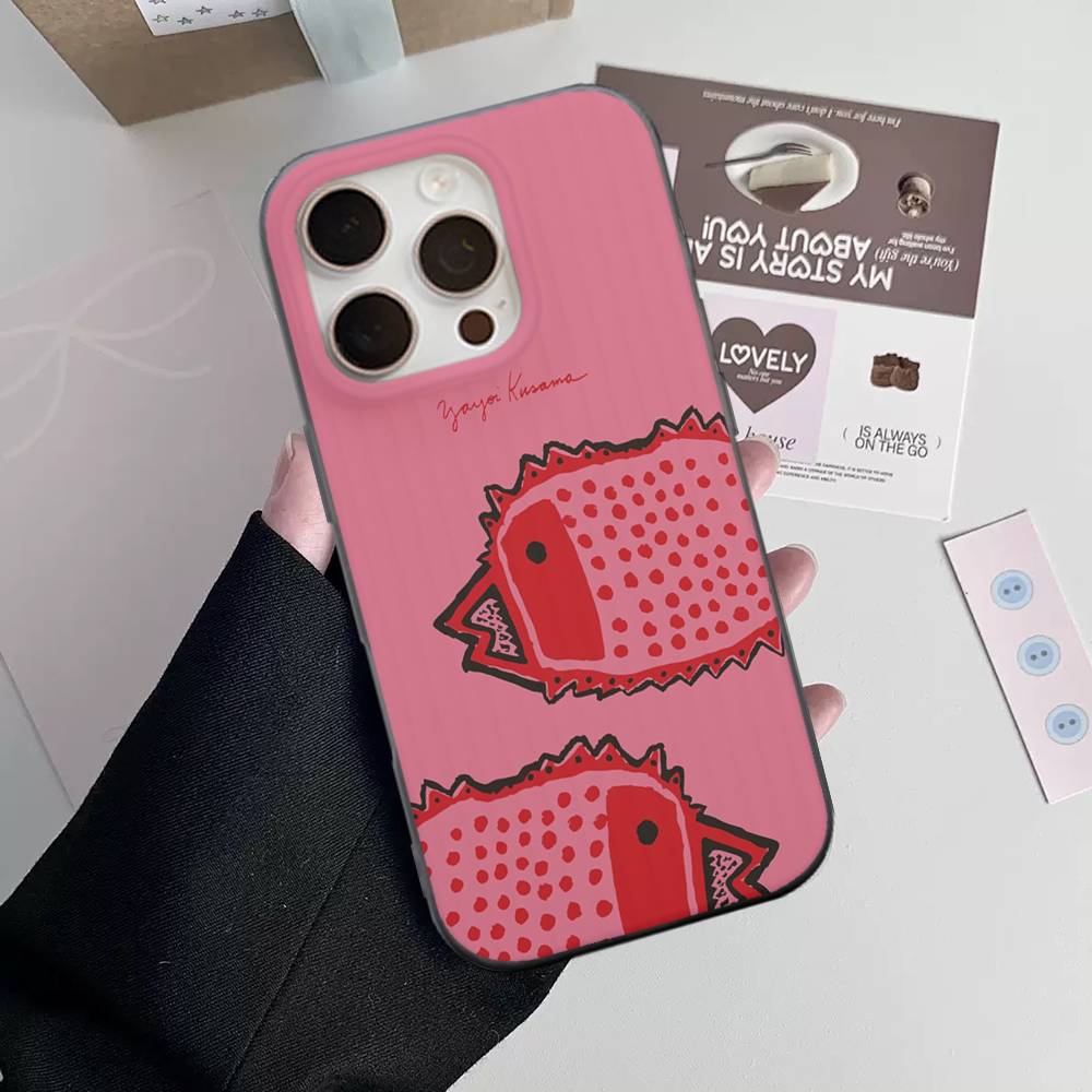 

Popular Art Y-Yayoi KusamaS Phone Case For iPhone 17 16 15 11 12 13 14 Pro Max Soft Corrugated Silicone Cover Case iPhone 17pro max