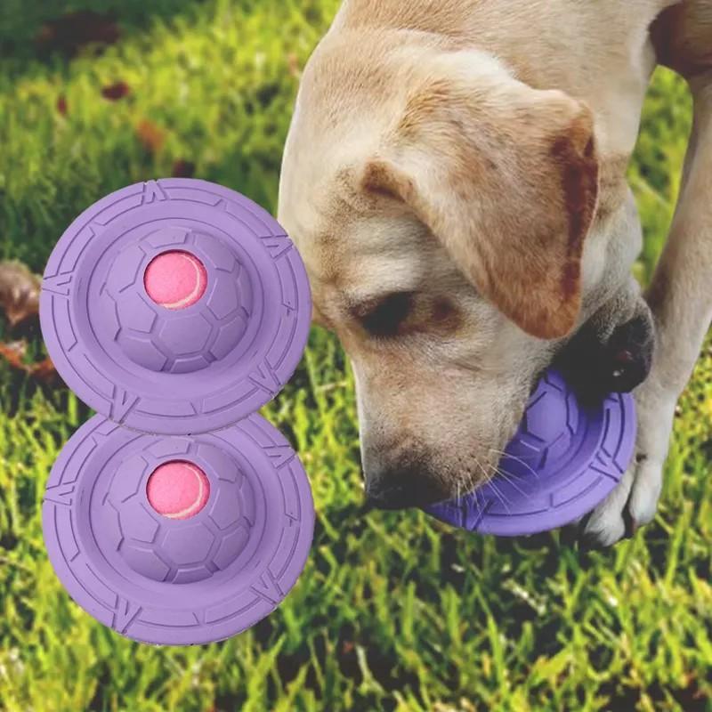 Interactive Natural Rubber Dog Toy Educational Training Anti-Bite Chew UFO Flying Saucer Movement Pet Accessories