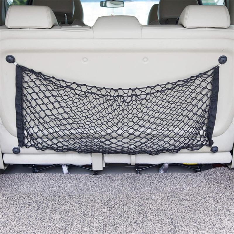 Car Trunk Net Pocket Pet Barrier Mesh Bag Double Layer Vertical Net Luggage Storage Fixed Bag