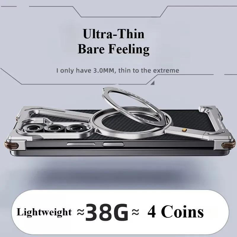 Coque Métallique en Z Magsafe pour Samsung Galaxy Z Fold 6 5 S25Ultra Alliage d'Aluminium Support Magnétique Rotatif Couverture de Sécurité