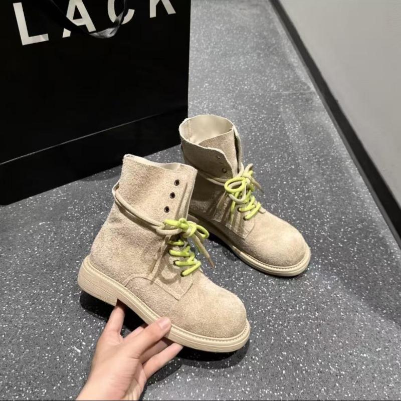 First Layer Cowhide Thick-soled Martin Boots Women's Versatile New Color Dopamine Outdoor Mountaineering Locomotive Short Boots