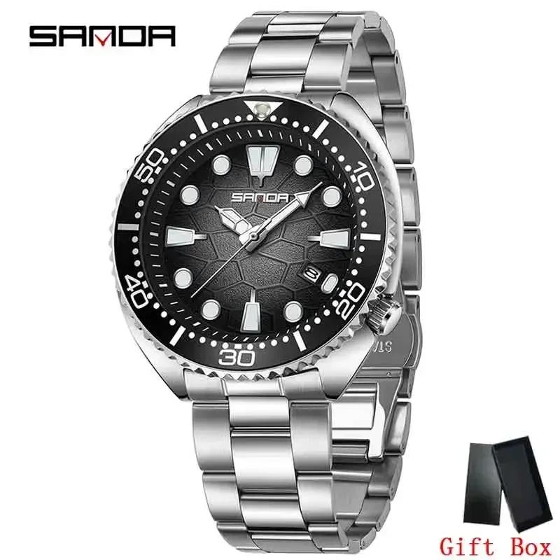 SANDA New Business Men Quartz Watch Date Waterproof Luminous Luxury Man Wristwatch Sports Stainless Steel Men's Watches Male
