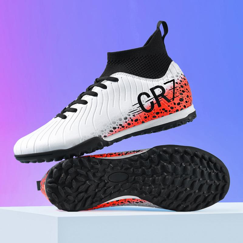 

New high-top football shoes with broken nails Artificial turf AG nails Leather feet Professional training ball for boys and girls 45