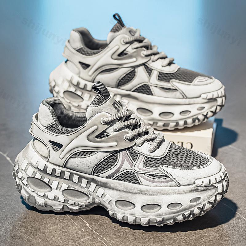 

Men s Mesh Breathable Low Top Thick Soled Casual Sports Shoes 2026 Autumn Fashi Trend Versatile Comfortable Platform sneakers 44 сірий колір