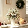 10pcs Cypress Leaves Artificial Plants With Red Berries Cypress Branches  Dining Table