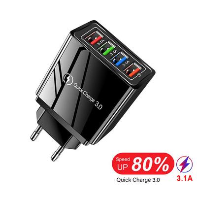 QC3.0-Schnellladegerät 4-Port-USB-Ladegerät Mobiles Wandladegerät Schnellladegerät für iPhone 11 Samsung S9 Huawei Xiaomi Netzteil
