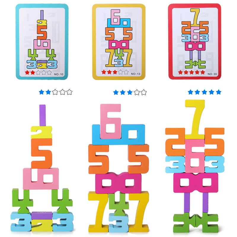 Non-Toxic Diy Wooden Digital Blocks Creative Puzzles Stacking Toys Early Education Montessori Toys For Children Kids