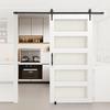 Sliding Barn Door, 1067 x 2134mm, High-Strength MDF Panel and Glass, Barn Door with Hardware Kit, Water-Proof PVC Surface, Easy to Install, H-Frame,