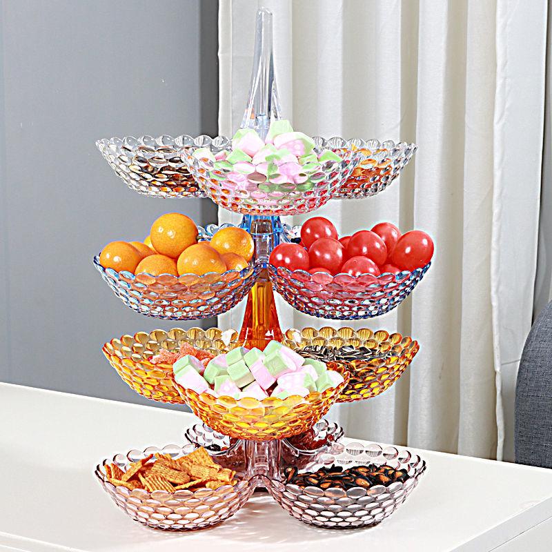 Luxury Multi-Layer Transparent Plastic Fruit Plate for Living Room