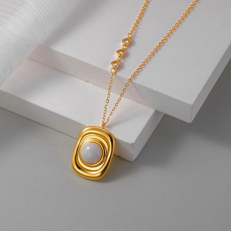 French retro artistic geometric new Chinese-style necklace, INS fashion simple titanium steel necklace, versatile and sophisticated bye
