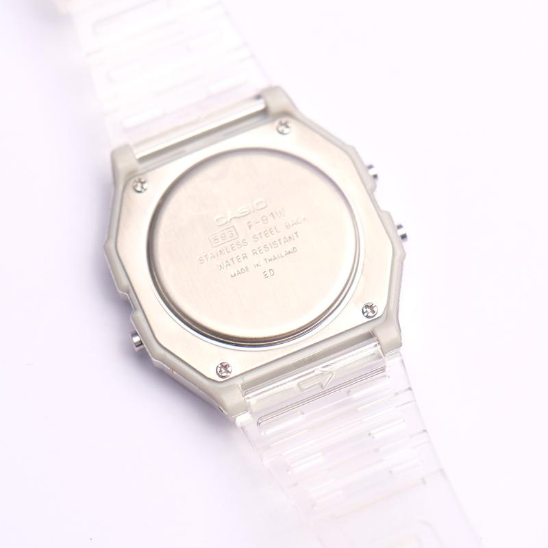 CASIO Customized watch modified series metal screen Quartz resin strap same style for men and women white dial F-91WS-7DF золотой