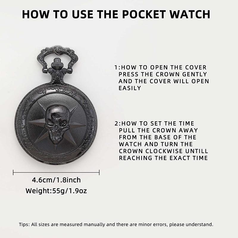 1 шт. модные классические черные мужские часы с кварцевым ожерельем и подвеской — фото 8