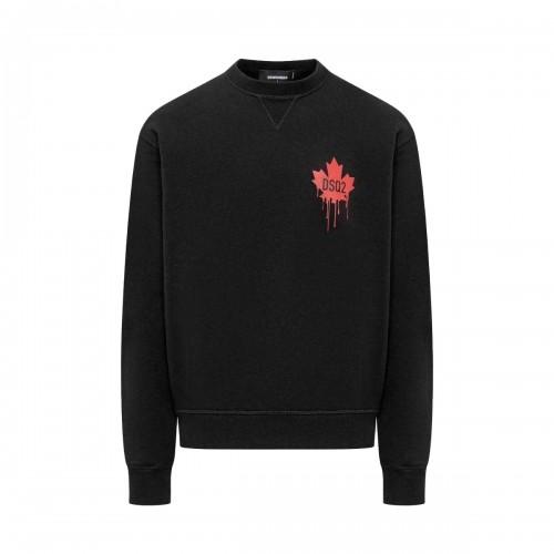 Dsquared2 Unisex Baumwoll-Pullover mit langen Ärmeln und Ahornblatt-Motiv für Erwachsene