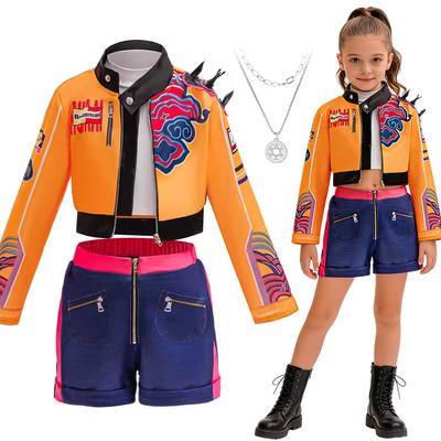 Girls Kpop Hunter Singer Cosplay Costume Birthday Party Stage Performance Costume 4-piece Halloween Costume for Kids