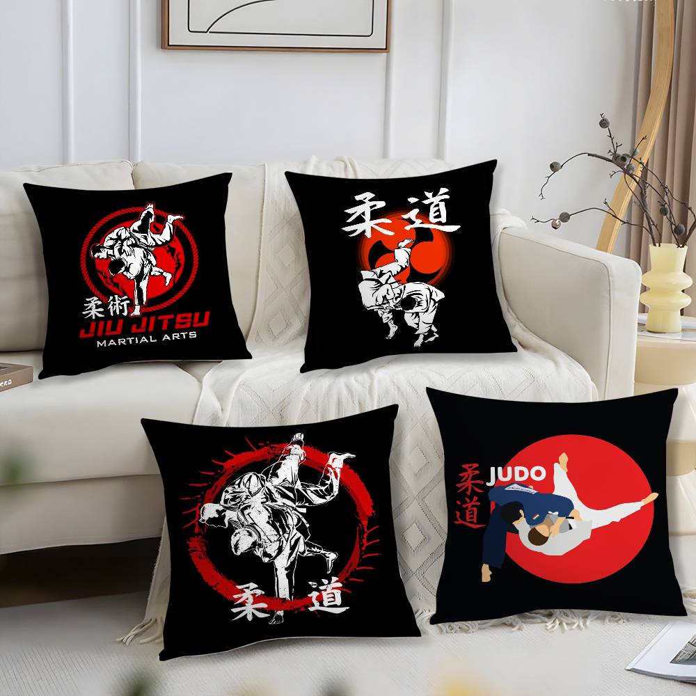 Sports Judo Martial Arts Pillow Case Sofa Short Plush Double-Sided Hd Printing Room Home Office Gift Cushion Cover