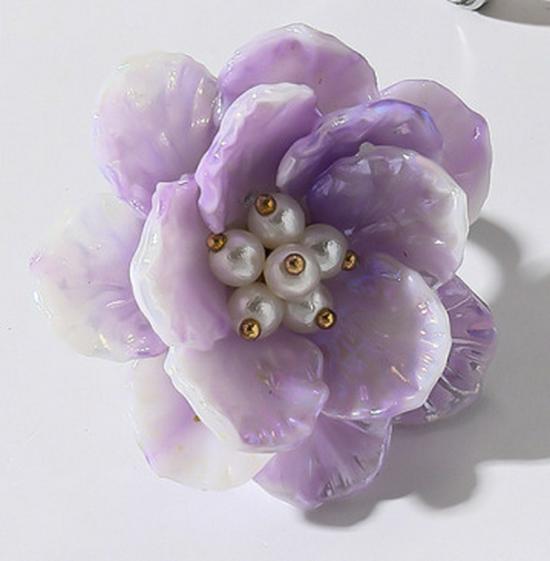 Colorful Resin Petal Flower Adjustable Ring