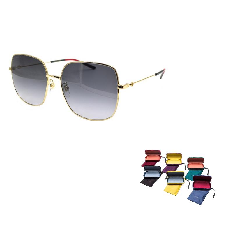 Gucci Lightweight Web Series Metal Large Frame Holiday Travel Square Sunglasses Women sunglasses Gold Gradient-Gray GG1195SK-001