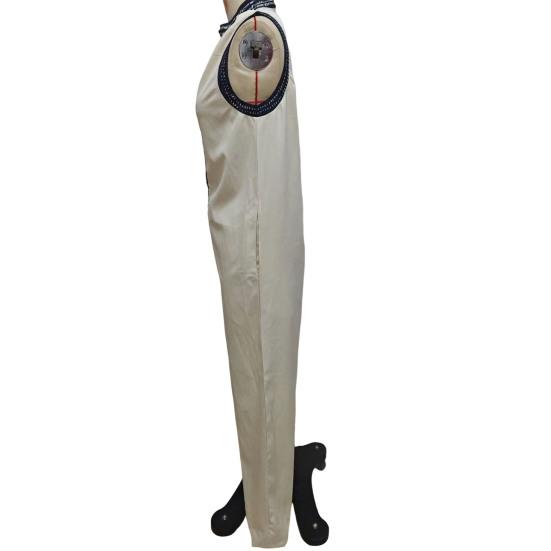 Summer Jumpsuits for Women Stand-collar Sleeveless Loose Overalls with Pockets V-neck Casual Wide Leg Rompers