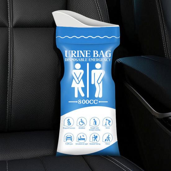 Car Emergency Urinal Bag Disposable Portable Urine Catcher for Men Women 800ml Capacity Leak-Proof Travel Urinal for Long Drives Road Trips