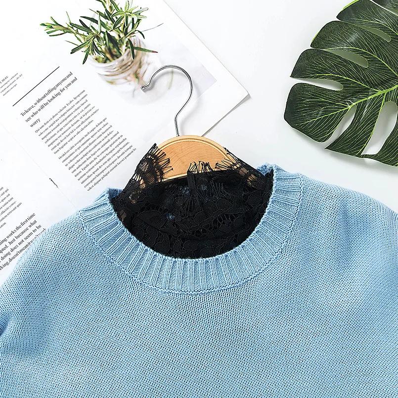 Women Lace Floral Embroidery False Collars Adjustable Detachable Shirt Fake Collars Blouse Top Half Shirt Sweater Decoration