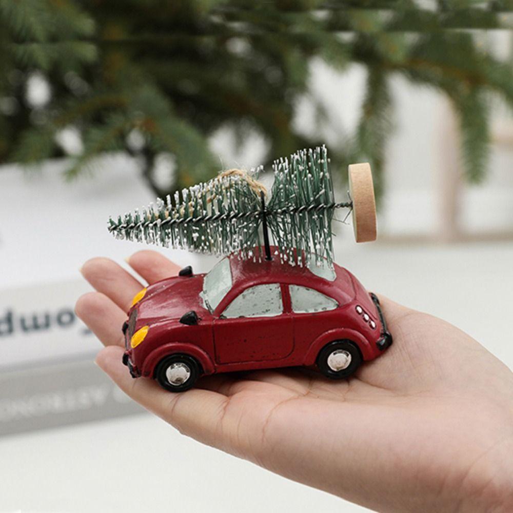 Christmas Tree Christmas Car Model Pendant Resin Car Miniature Desktop Ornament  Xmas Decoration